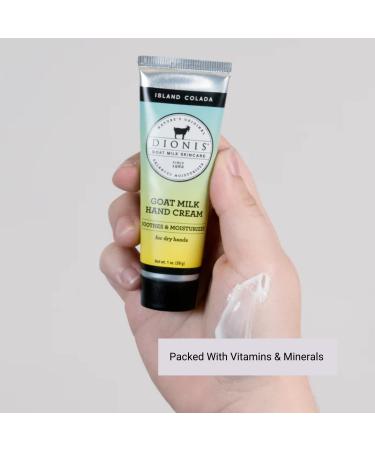 Dionis Island Colada Scented Hand Cream (1 oz) - Set of 6 - Made in USA - Goat Milk Skincare - Cruelty-Free & Paraben-Free - Buy Online on GoSupps.com