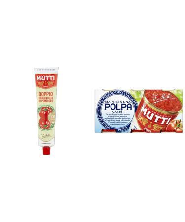 Mutti Double Concentrate Tomato Puree Tomato Concentrate 130g (Pack of 24) & Finely Chopped Tomatoes 400g (Pack of 24) + Finely Chopped Tomatoes 400g (Pack of 24)