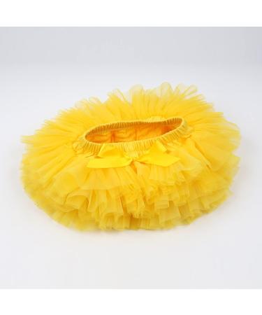 Hoolchean Baby Girls Fluffy Tutu Skirt with Diaper Cover Bloomer - Yellow (1-2 Years) - Buy Online on GoSupps.com