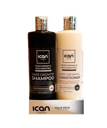 ican London Moisturising Rejuvenating Fast Hair Growth Sulfate Free Shampoo 500ml + Conditioner 500ml Duo Sets
