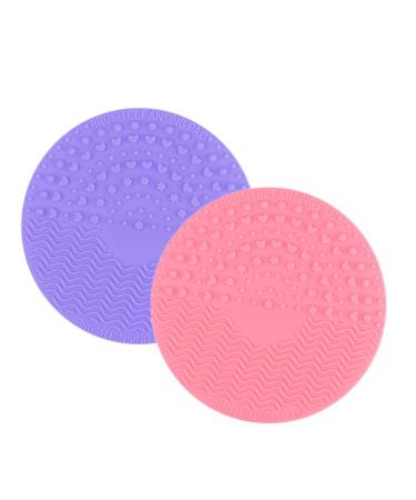 Makeup Brush Cleaner Mat - Round Silicone Cleaning Pad for Makeup Tools - Purple - Buy Online on GoSupps.com