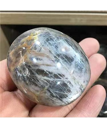 1pc Natural Crystal Gemstone Black Moonstone Quartz Palm Stone 60-70mm for Garden Decoration - Buy Online on GoSupps.com