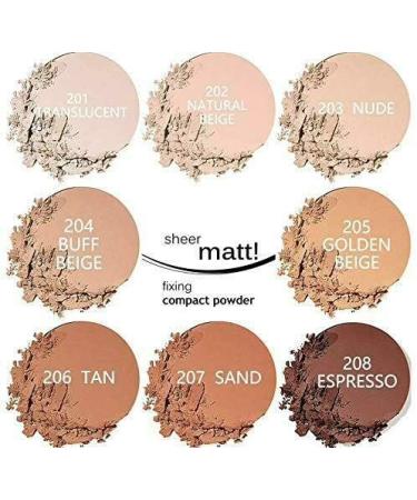 AQUAPURITY PHOERA Sheer Matte Fixing Powder Makeup Base - Long Lasting Foundation Compact with Vitamin E (205 Golden Beige) - Buy Online on GoSupps.com