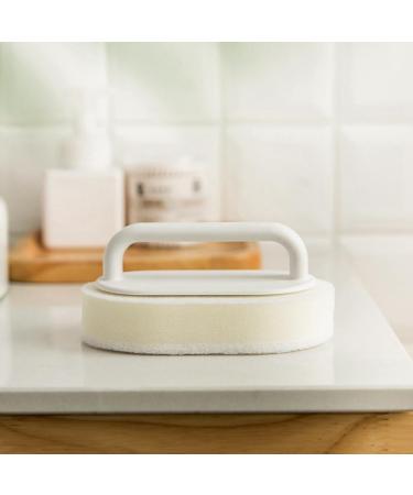 korvre Handle Bath Tub Scrubber Soap Scum Remover for Shower Scrubbers Non Scratch Scrub Cleaning Sponge Bathroom Scouring Pads White - Buy Online on GoSupps.com