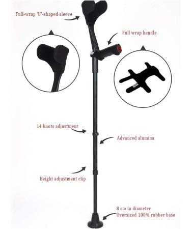 PSMPENG Forearm Crutches Adjustable Cane Ergodynamic Forearm Crutches/Black/Lightest Crutch with an Integrated Shock Absorber 14 Stops Height Adjustable - for Standard and Tall Adults Lightweight Arm - Buy Online on GoSupps.com