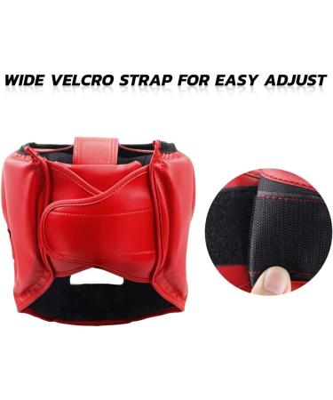 Langray Leather Boxing Helmet for Children & Adults - Thai Boxing Head Protection High Striking Damping Perfect Vision for MMA & Kickboxing - Red - Buy Online on GoSupps.com