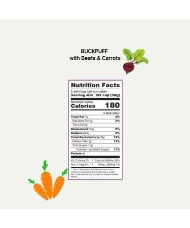 Organic puffed buckwheat granola with beets and carrots 4 x 255g Vegan Gluten free - Buy Online on GoSupps.com