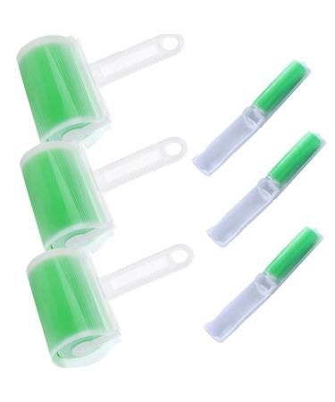 Voarge lint roll reusable 6 -Set reusable lint and animal hair roll in 2 sizes (washable lint roller) lint remove roller accessories (green)