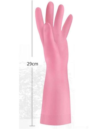 SEPTAM Cleaning Gloves Rubber gloves glove kitchen pink (29 cm) dishwashing pot household velvet non-slip protective hand - Buy Online on GoSupps.com