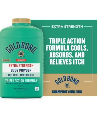 Gold Bond Extra Strength Medicated Body Powder - 10oz | Triple Action Relief for Chafing & Odor - Buy Online on GoSupps.com