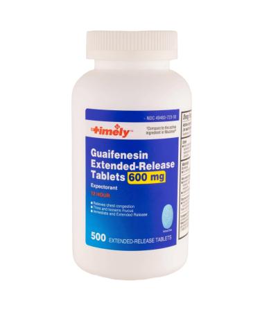 TIME-CAP LABS INC. Timely Guaifenesin 600 mg Extended Release Mucus Relief 500 Tablets for Chest Congestion and Mucus Relief - Lasts up to 12 Hours