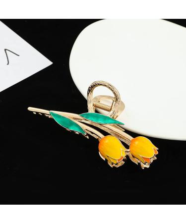 6PCS Metal Flower Hair Claw Clips Set - Vivid Tulip Rose Sunflower Fishtail Butterfly Hair Accessories for Women and Girls - Buy Online on GoSupps.com