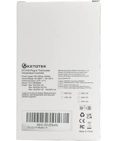 KT3100 Digital Thermostat & Temperature Controller - 230V 16A Socket | Ideal for Greenhouses Reptiles Terrariums & Home Use - Buy Online on GoSupps.com