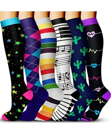 QUXIANG Compression Socks for Women & Men 15-20 mmHg, Best for Medical, Nursing, Running, Athletic, Varicose Veins, Travel 015 Black/Blue/Red/Green/White/Pink Large-X-Large