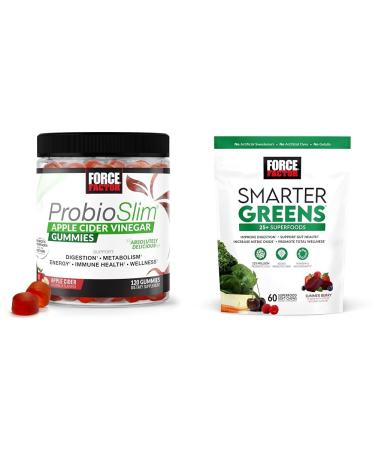Force Factor ProbioSlim Apple Cider Vinegar Gummies with Organic LactoSpore & Smarter Greens Superfood Chews Greens and Superfoods with Probiotics Antioxidant