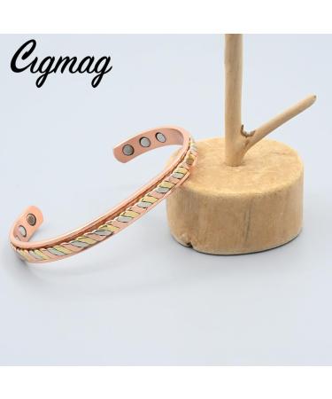 Cigmag Lymphatic Drainage Copper Bracelet for Women - Adjustable Magnetic Brazaletes Cuff Bangle in Braided Tricolour - Ultra Strength Magnet - Gift Box Included - Buy Online on GoSupps.com