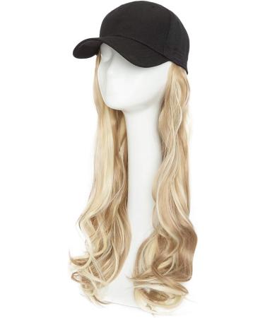 Synthetic Long Curly Wavy Baseball Cap with Hair Brown Black Blonde Women Wig Hats with Hair Wavy Extensions Sandy blonde & bleach blonde Sandy blonde & bleach blonde 16" Curly Wavy - Buy Online on GoSupps.com