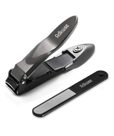 Adknic nail clips men nail clips large with collecting container (prevent nail splashes) snap -nail fingernails nail clipper large nail cutter professional premium stainless steel nail zwicker (black)