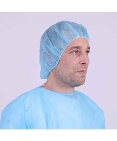 COOBL 100 PCS Disposable Blue Bouffant Caps - Anti-Dust Hair Net for Hospital, Salon, Catering & Laboratory - Buy Online on GoSupps.com
