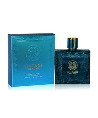 Vintage Heroes Men's Parfum Mint Geranium Vanilla Cologne 3.4 Fl Oz/100 Ml