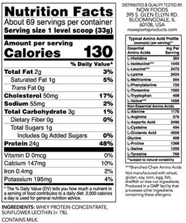 Now Foods Sports Whey Protein Concentrate Unflavored 5 lbs (2268 g) - Buy Online on GoSupps.com