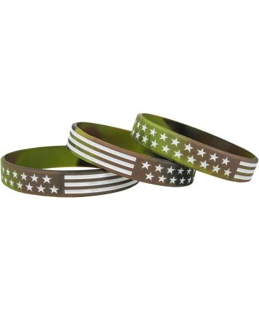 Buy Sainstone Camouflage Army Bracelet - Military Silicone with American Flag | Forest Camo Design for Patriots & Army Fans - Buy Online on GoSupps.com