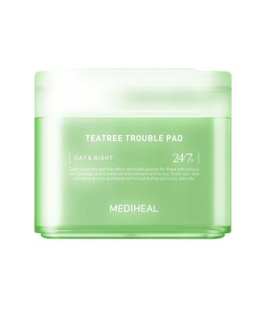 MEDIHEAL Teatree Trouble Facial Toner Pads with Tea Tree & Lactobacillus - Soothing Cotton Pads for Sensitive & Acne Prone Skin - Vegan Face Gauze 100 Pads
