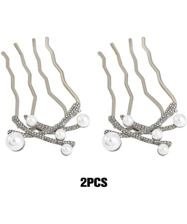 Nilioyul 2piece Fashionable Hair Accessories For Female Delicate Pearl Hair Comb EASY TO Alloy Wedding Hair FASHION Silver - Buy Online on GoSupps.com