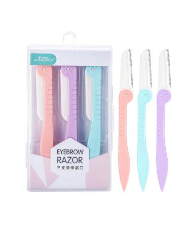 Women's shaver facial razor 3 piece eyebrows shaving shaver shaver trimmer for women and men face hair remover and trimmer (pink blue purple)