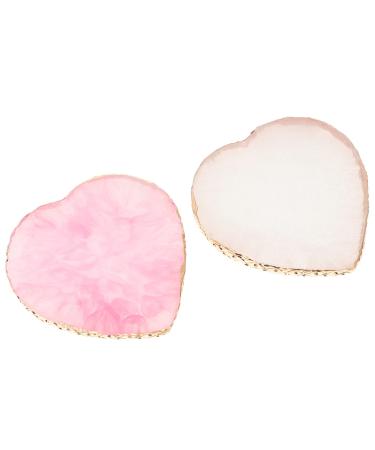 Lurrose 2Pcs Makeup Palette Heart Shape Resin Agate Nail Art Cosmetic Artist Mixing Palette for Mixing Foundation