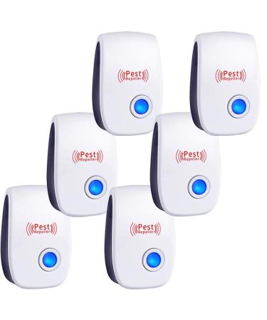 Ultrasonic Pest Repeller 6 Packs Electronic Plug in Indoor Sonic Repellent pest Control for Bugs Roaches Insects Mice Spiders Mosquitoes