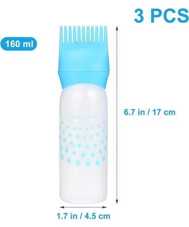 Lurrose Root Comb Applicator Bottle Set - 3pcs 6oz Squeeze Bottles for Salon Hair Coloring - Blue - Buy Online on GoSupps.com
