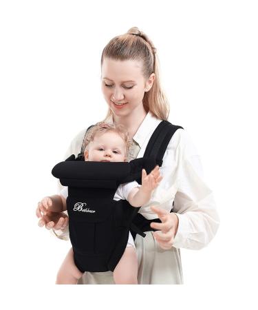 Baby Carrier, SpringBuds 4-in-1 Ergonomic Backpack Baby Wrap Carrier Front and Back for Newborns to Toddlers with Head Support (Black)