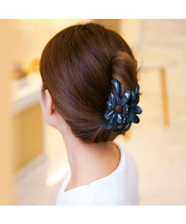 Large Flower Hair Claw Clips for Women - Non Slip 3.8 Inch Floral Hair Jaw Clips - 4 Pieces (Black Brown Wine Red Turquoise) - Buy Online on GoSupps.com