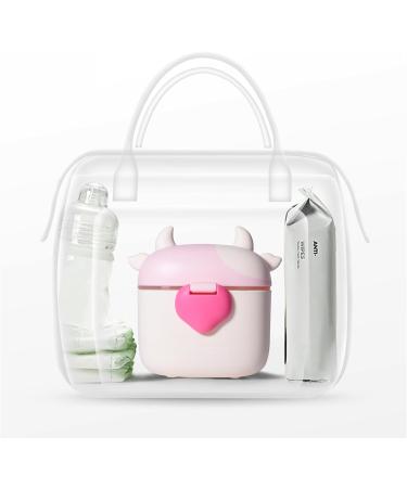 Bebamour Baby Milk Powder Dispenser Pot - 230G Formula Dispenser for Baby Snacks - 450ML Light Pink Cow Design - Buy Online on GoSupps.com