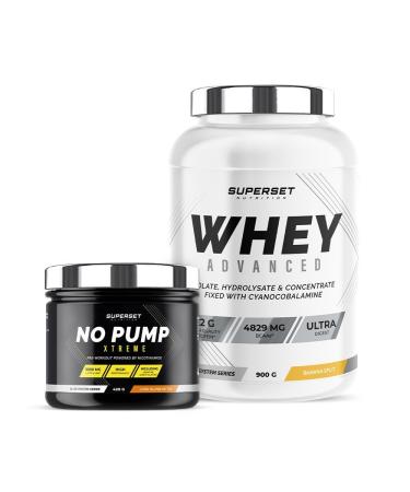 Superset Nutrition | Fitness Energy Program - 100% Whey Protein Advanced 900g Banana Split - No Pump Xtreme Long Island Iceta | Boosts energy rate and tones the body in 4 weeks