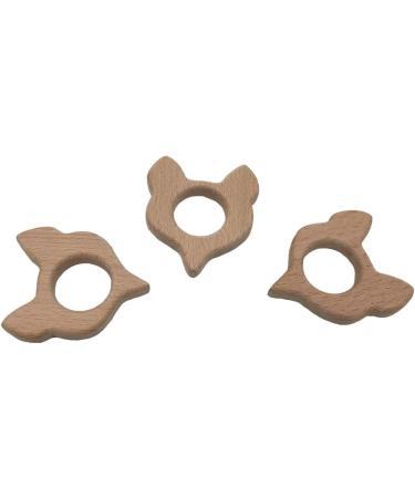 Wendysun 10pcs Cartoon Fox Wood Teether - Natural Baby Teething Nursing Beech Toy - Buy Online on GoSupps.com