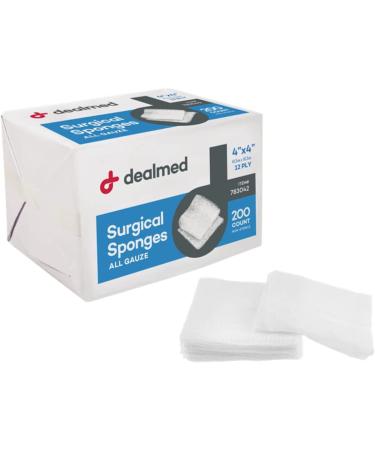 Dealmed Surgical Sponges 200 Count - 8-Ply 4x4 Gauze Pads - Highly Absorbent Wound Care Product - First Aid Kit Essential - Buy Online on GoSupps.com