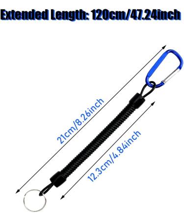 6 Pieces Spiral Keychain with Carabiner - Extendable Anti-Lost Spring Rope for Fishing Camping Hunting & Keys | International Shipping - Buy Online on GoSupps.com
