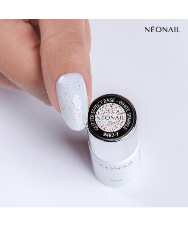Neonail UV Nail Polish Base Coat Gel - Glitter Effect White Sparkle 7.2ml | Perfect for Gel Nails & Nail Art - Buy Online on GoSupps.com