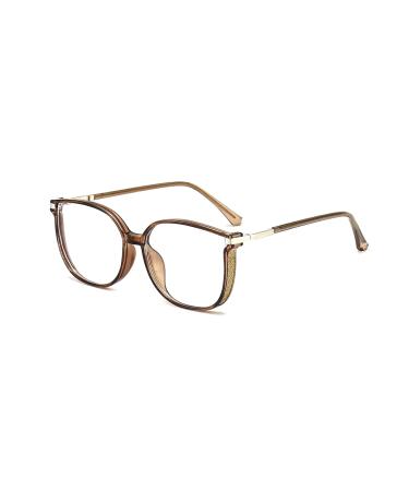 Stylish Large Cat Eye Ladies Reading Glasses Anti Blue Light Computer Readers Anti Glare Glasses(Couleur:Brown Grandeur:1.0x)