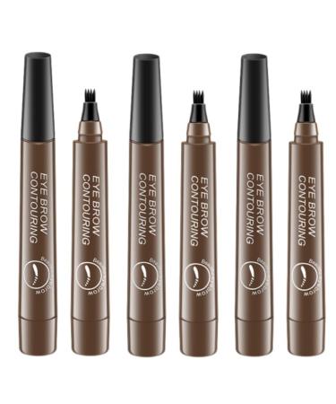 3PCS 4 Tipped Precise Brow Pen Waterproof 4 Point Eyebrow Pencil Waterproof Liquid Eyebrow Pen Makeup Long Lasting 4 Fork Tip Brow Pen Cosmetic Microblade Brow Pencil (02 Dark Brown)