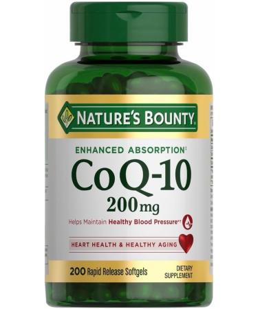 Natures Bounty Dietary Supplement Enhanced Absorption CoQ10 200mg 200 Rapid Release Softgels + Bonus 1 Elbow Support - Buy Online on GoSupps.com