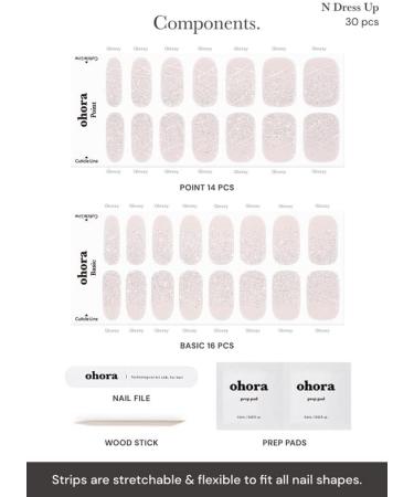 ohora Semi Cured Gel Nail Strips (N Dress Up) - Salon-Quality Long Lasting Nails - Easy Application & Removal - Includes Prep Pads, Nail File, Wooden Stick - Buy Online on GoSupps.com