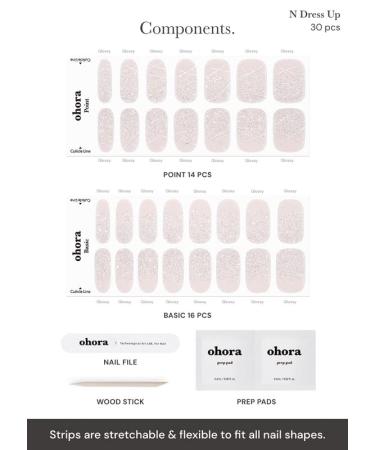 ohora Semi Cured Gel Nail Strips - N Dress Up | Salon-Quality, Long Lasting, Easy to Apply & Remove | Works with Any Nail Lamp | Includes Prep Pads, Nail File, & Wooden Stick - Buy Online on GoSupps.com