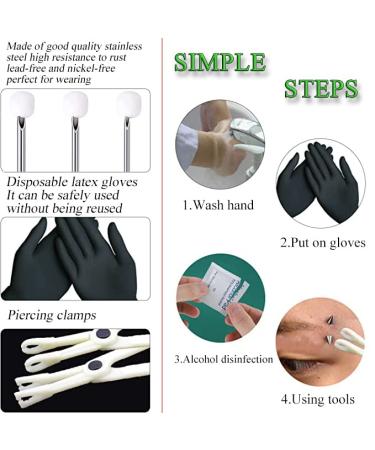 Stainless Steel Body Piercing Needles Kit with Clamps and Alcohol Pads - 12G 14G 16G 18G 20G - Ear Nose Piercing Tool Set - Buy Online on GoSupps.com