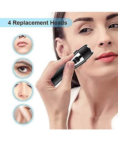 Painless 4 in 1 USB Rechargeable Waterproof Facial Hair Trimmer for Women - Eyebrow & Nose Hair Removal (Black) | International Shipping Available - Buy Online on GoSupps.com