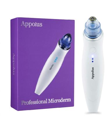 Microdermabrasion Machine - Appolus Premium Diamond Microdermabrasion Device for Flawless Glowing Skin - 2 Diamond Tips-5 Heads-Blackhead Blemishes Remover-Pore Lines Wrinkles Sagging Minimizer Silver