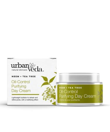 Urban Veda Oil Control Purifying Day Cream | Active Neem & Tea Tree| Face Care | Oily & Congested Skin| Natural Face Moisturiser with BHA | Vegan | Moisturiser Face Women | Collagen Face Cream | 50 ML