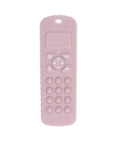 Sensory Teether Toy Remote Control Shaped Bright Color Silicone Teether Toy for Travel (Pink)